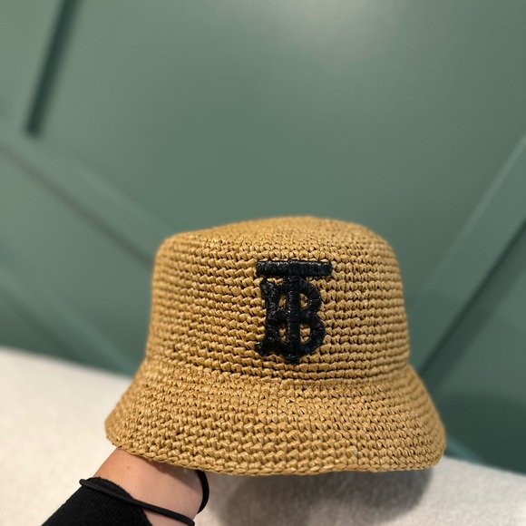 Burberry TB raffia-effect bucket hat